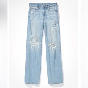 AE Strigid Low-Rise Wide-Leg Jean in Daylight Blue, size 14, NWT